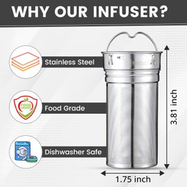 Lexlion Water Bottle Tea Infuser for Loose Leaf Tea — Reusable & Portable Stainless Steel Infuser for Fruit, Coffee, Green Tea, Iced Tea, Herbal Tea, Black Tea — Round Tea Strainers & Filters-(1 Pack)
