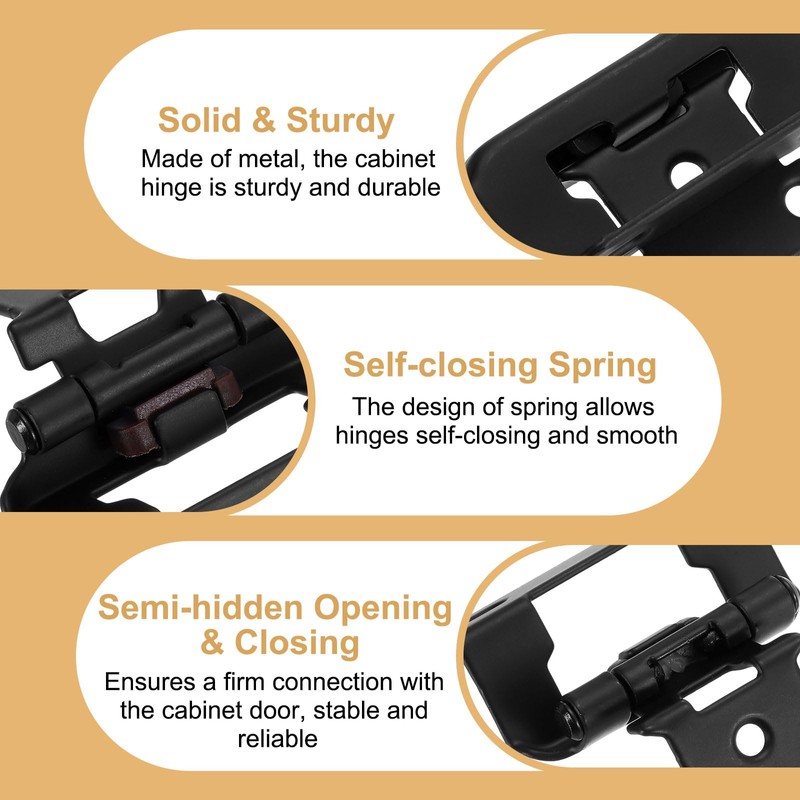 uxcell 20 Pack Self Closing Cabinet Hinges, 1/2" Overlay Cabinet