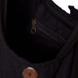 Panasiam Shoulder Bag for Men and Women, Large Cotton Bag in 2 Sizes, Pleasantly Light and Pleasantly Robust, with Zip and Extra Inner Pocket, Shoulder Bag, black