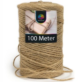 OfficeTree® Craft Cord 100 m Roll Jute Twine - High-Quality Natural Product for Household Garden Crafts Decoration, 1 Roll