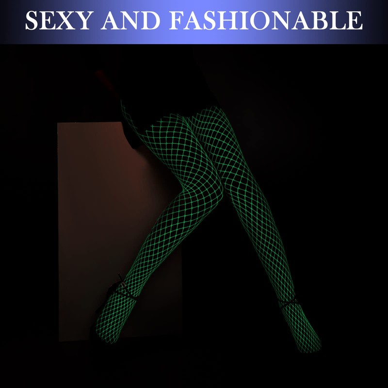 Hercicy Glow in the Dark Fishnet Stockings Hollow Fishnet Stockings