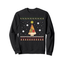 Pizza Ugly Christmas Sweater Sweatshirt, black