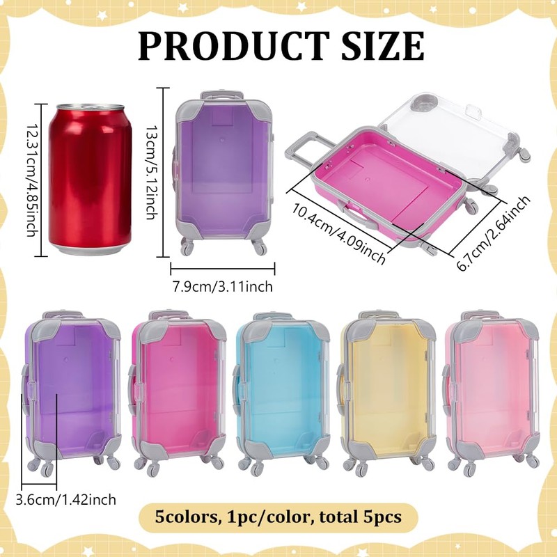 FINGERINSPIRE Pack of 5 Mini Suitcase Storage Boxes Made of