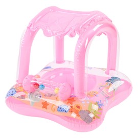 Anillo de Natación Parasol para bebé, Flotador Estable para bebé, Suave, Inflable con Toldo para Uso en Exteriores (Rosa)