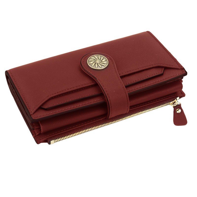 Travelambo Wallets Women RFID Large Capacity Luxury Waxed Leather Clutch