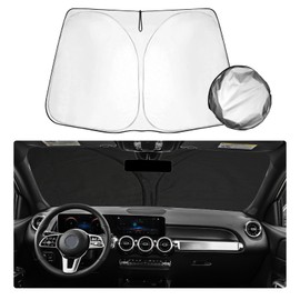 SHAOHAO Compatible with Mercedes GLB X247 2020-2023 Sun Visor Silver Coated Fabric Foldable Sun Visor, UV and Heat Protection Sun Visor, Windscreen Mercedes X247 Accessories