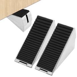 FACAICAI Door Stopper Heavy Duty Stoppers Wedge Tall Door Stop for Bottom of Security Rubber, 3 Inch High Adjustable Spring Loaded Spring, Wedge Stopper Suits Any Heavy Door (2 x Black)