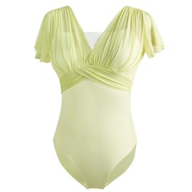 Dayance Green Ballet Leotards for Teens, Faux-2 Piece Women Dance Costume for Performance