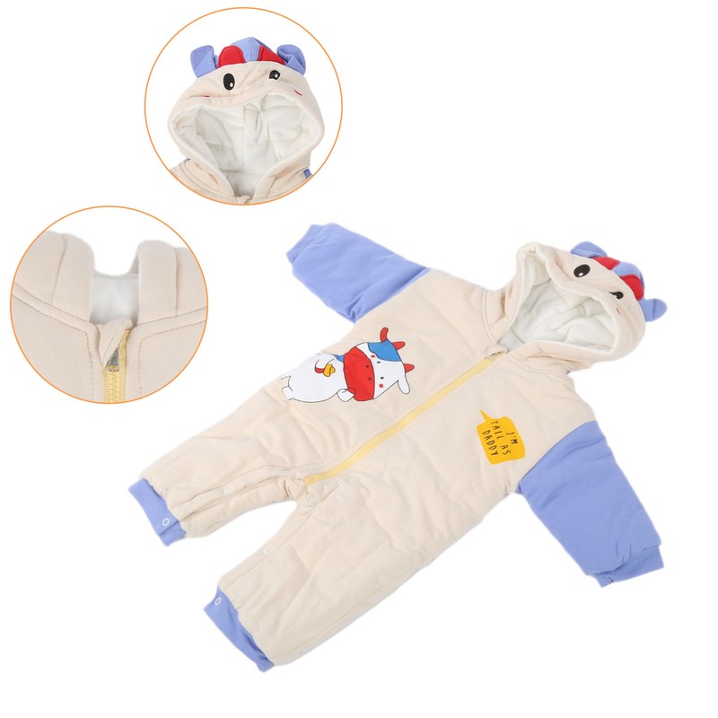 Winter Thickening Baby Cartoon Romper Children Infant Baby Hooded Romper