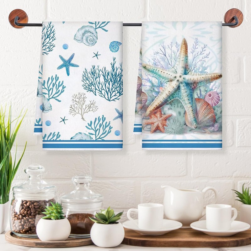 WEITAPYT Pack of 2 Tea Towels, Cotton Tea Towels, 60