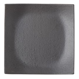 MR-3-4281 Marui Ceramic, Shigaraki Ware Loofah Plate, Plate, Square, Approx. 5.1 inches (13 cm), Flower Pottery, Black