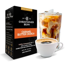Christopher Bean Coffee - 396 servings, 30 to 1 Blend Bag in Box Liquid Instant Coffee or Cold Brew Coffee Concentrate - Hot or Iced Coffee - Caramel Butter Crunch