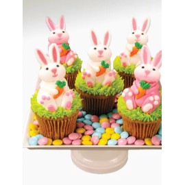 POSH BOXX Easter  Sugar Top Decor - Bunny Rabbit Heads White/Pink -  Kosher, 12 pk