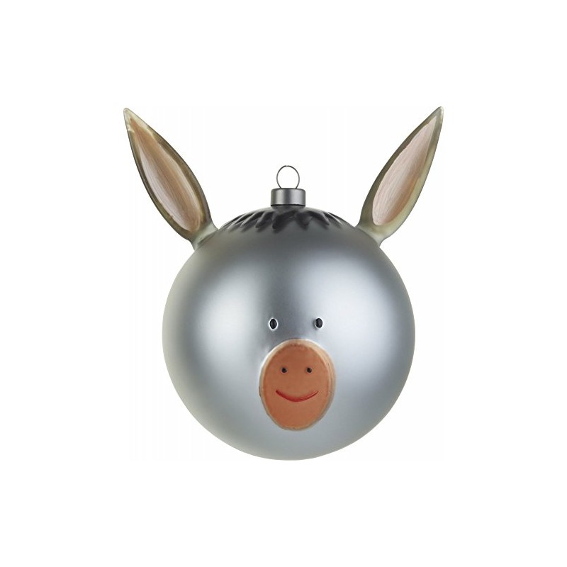 Alessi Asinello Weihnachtsbaumkugel aus mundgeblasenem Glas, Handdekoriert, 1er Pack, 9,0