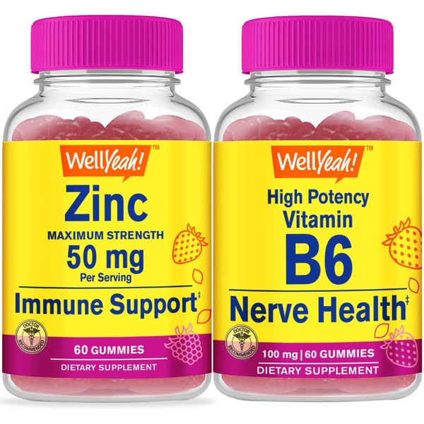 WellYeah WellYeah Zinc + High Potency Vitamin B6, Gummies Bundle