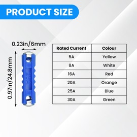 SATUY 6 Types Torpedo Fuses Set, European Car Fuses Torpedo Bullet Type Assortment, for Classic Cars Old Style 5A 8A 16A 20A 25A 30A (60 Pcs)