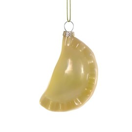 Cody Foster & Co Glazed Pierogi Ornament, Traditional Polish Glass Decor, Creamy Finish, Beige