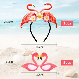 YSJCHEBS 1 x Flamingo Glasses and 1 x Flamingo Headband, Decorative Glasses, Funny Headwear, Party Headwear, Creative Headwear, Cosplay Accessories