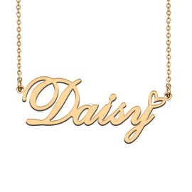 HUAN XUN Unique Gold Name Necklace with Heart Custom Daisy Necklace for Women Birthday