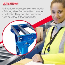 Ultimation Light-Duty Roller Stand with Adjustable Height and Steel Conveyor Rollers, 12" x 3' Galvanized Steel, Ideal for Assembly Areas - Power Saw, Woodworking Accessories, 540 lbs Capacity