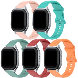 Chofit Colorful Silicone Bands Compatible with AT&T amiGo Jr Watch, COSMO JrTrack 4 3 2 2se 1 Smart Watch,Adjustable Wristbands Strap(Red&Orange&Green&Teal&Pink)