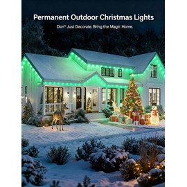 Smart Permanent Outdoor Lights, 100FT with 50 LED RGB LED Lights Outside with DIY Colors Scene Modes, IP67 Waterproof Eaves Lights for Christmas Halloween Holiday Party Garden Daily Decorations