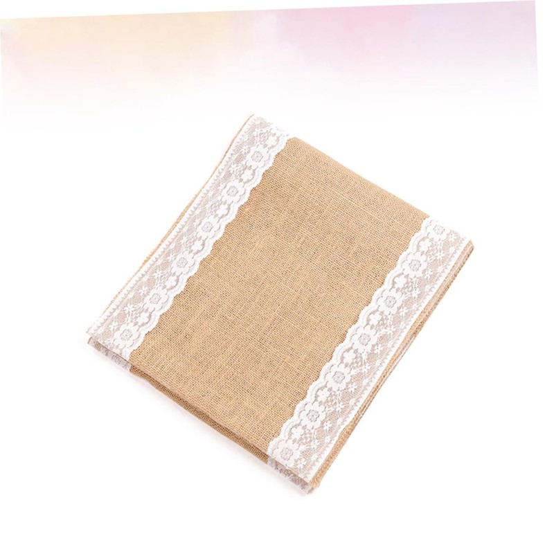 LABRIMP Lace Jute Table Cover Wedding Decor Party Tablecloth for