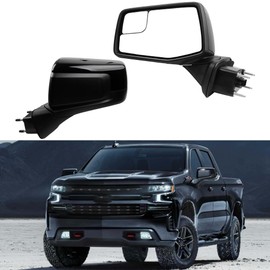 Dasbecan Passenger Side Mirror Compatible with 2019-2024 Chevy Silverado 1500 Right Mirror with Power Heated/Temperature Sensor/Manual Folding/Black Cap Replace# GM1321583 (7 Pins)