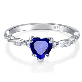 Yaresul 1.25ct Blue Heart Ring Sterling Silver Blue Sapphire Ring for Womens Sapphire Engagement Ring Promise Ring September Birthstone Jewelry Valentine's Day Gifts Size 6