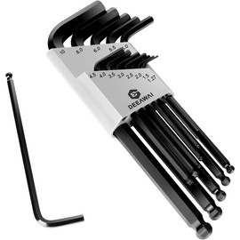 DeeAWai Hex Socket Set 13 Pieces, Metric, HX | DIY Allen Key 1.27 to 10 mm Cr-V Steel Angle Wrench Set for Repair of Mechanical Devices Bicycles, Flat Head & Round Head