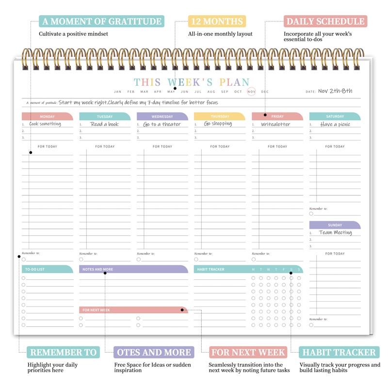 Weekly To Do List Notepad with Habit Tracker, 8.5" x