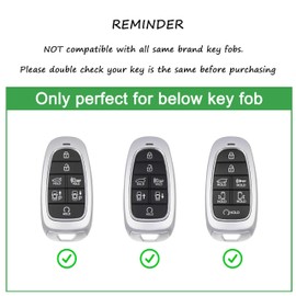 Jayanes Genuine Leather Key Fob Cover Compatible with Hyundai Sonata 2020-2023 Santa Fe 2021-2023 Tucson 2022-2024 Nexo 2019-2021 Palisade 2023-2025, Fob Case with Keychain & Lanyard(7 Buttons, White)