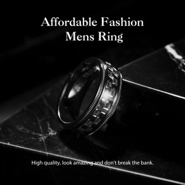 King Will Titanium Ring for Men Black Plated Wedding Band Silver Carbon Fiber Inlay Ring 8mm Width Comfort Fit Size 7-14丨Gentleman Collection 7