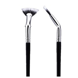 Black Eyelash Brush Fan Bent Lash Fan Brush Eyelash Brush Professional Makeup Brush - Duet Fibre Bent Lash Fan Eyelash Brush Make Up Tool Face Brushes, Fan Brushes, 1 Pc