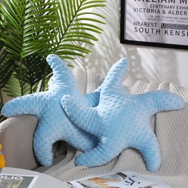 Fumete Starfish Pillow Beach Starfish Shaped Throw Pillows 20'' Stuffed Animal Cute Plush Coastal Decor Ocean Star Pillow Plush Cushion for Kid Bedroom Living Room Sofa Couch(Yellow,2 Pcs)