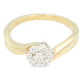 Womens Ring | 9Carat Yellow Gold 0.10ct Diamond Crossover Cluster Ring (Size M) 6mm Head | One of a Kind Jewellery