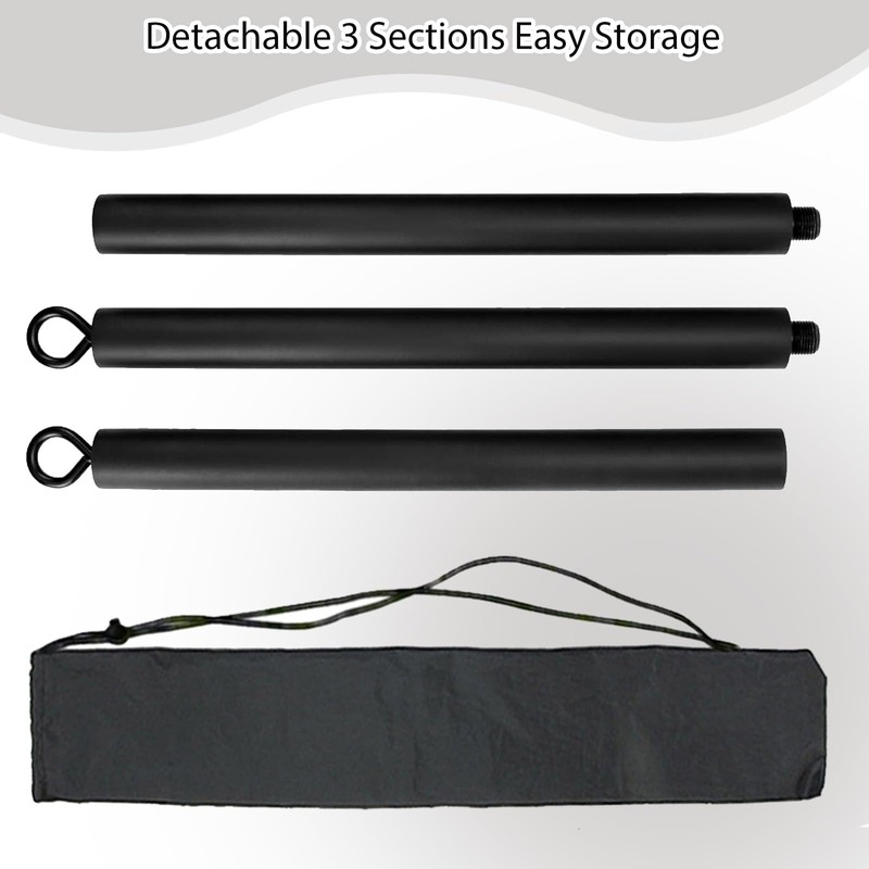 1m Resistance Band Bar Detachable 3 Sections Pilates Bar Heavy-duty