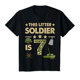 Kids 7 Year Old Soldier Tshirt Birthday Boy 7th Birthday Kids T-Shirt