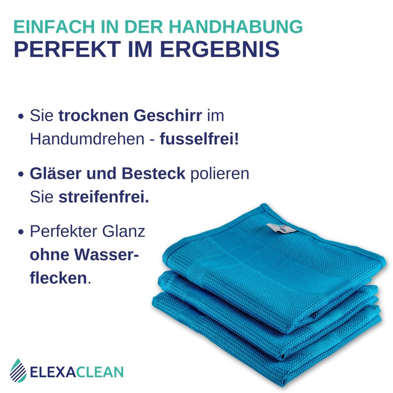 Elexaclean Microfibre Tea Towel Set - 68 x 42 cm