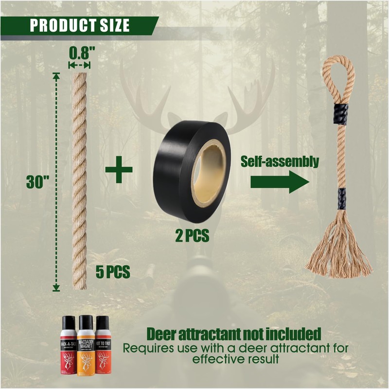 SHINETEC Deer Scent Rope Hemp Rope for Mock Scrape System