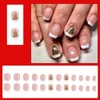 Christmas Press on Nails Short Square - ZWENJIE Winter Pink