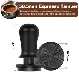 PUSEE 58.5mm Espresso Coffee Tamper with Double Spring Calibrated, Handle Tamper 30lbs Pressure with Titanium Coating Stainless Steel Ripple for Espresso Machine Accessories 58.5mm Tamper, Black