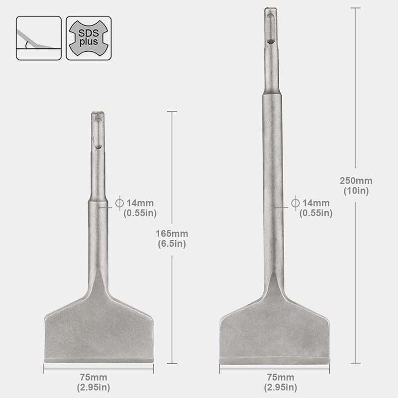 SDS Plus Chisel, 2pcs Tile Removing Chisel SDS-Plus Cranked Chisel