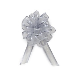 Pack of 12, Solid Silver Sheer w/Satin Edge 4" - 18 Loops- Organza Pull Bow Great For Christmas, Valentine'S Day, & Weddings