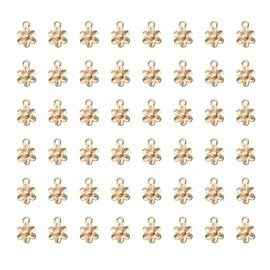 Ruwado 50 Pcs Mini Flowers Charms Metal Vintage Cute Vintage Small Flower Pendants for Jewelry Making Kit Bracelet Necklace DIY Making Crafting Project Accessories Supplies (Gold)