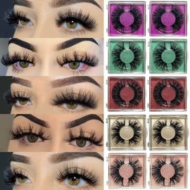 Mink Lashes Bulk Ninglash 10 Pack False Eyelashes, 18-22MM Real Mink EyeLashes, Thick HandMade Full Strip Lashes, Crueltyl Free Fluffy Lash, 5D Mink Lashes Wholesale