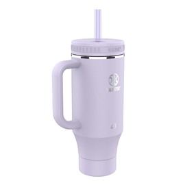 Takeya - Vaso de acero inoxidable de 40 onzas con tapa y dos popotes, calidad premium, doble pared aislada, con asa, mantiene las bebidas frías hasta 24 horas, Vivacity Purple