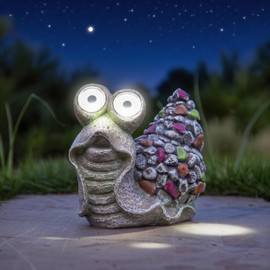 RKGOMDMU Snail with Light Up Eyes for Outdoors - Solar Powered Garden Snail Statue, Whimsical Decor - Decorations for lawns and grasslands、Balcony、Courtyard