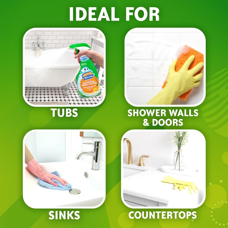 Scrubbing Bubbles Bathroom and Shower Cleaner Disinfectant Spray, Bathroom Grime