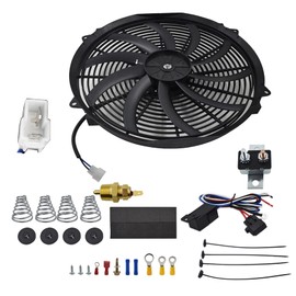 16Electric Radiator Fan High 3000 CFM Thermostat Wiring Switch Relay Kit Replacement for Radiators Transmission Condensers